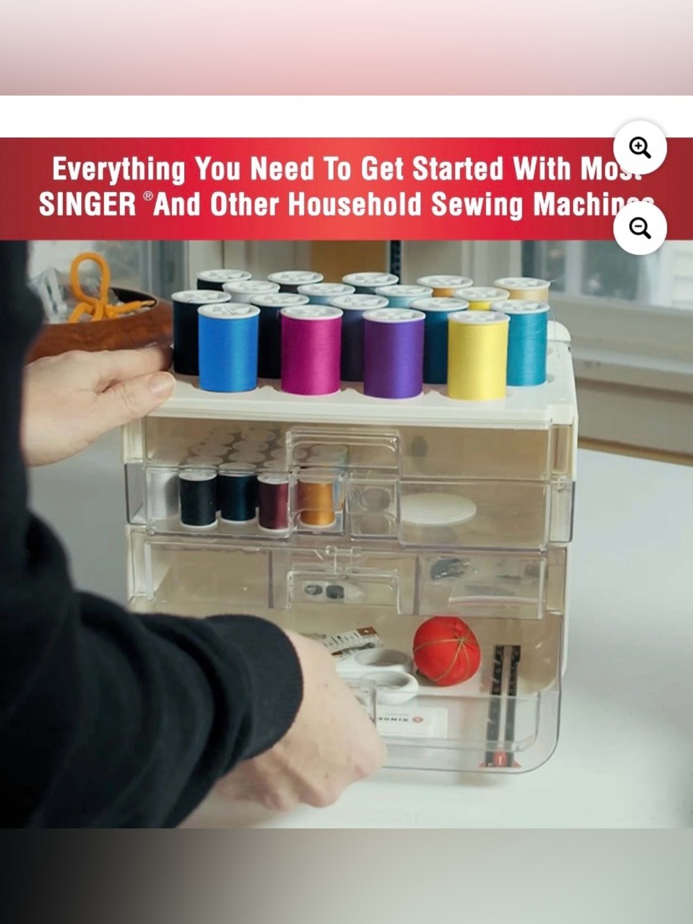 Singer Sew Essentials Plus , 224pcs Storage Organizer filled with notions- NWT - Picture 9 of 11